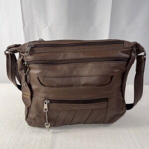 Roma Genuine Leather Concealed Carry Purse Brown